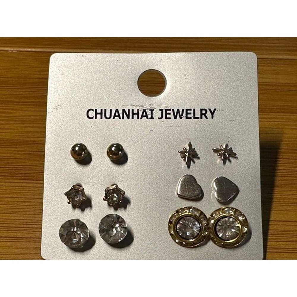 chuanhai jewelry gold silver black 6 pair stud earrings set statement nwt new
